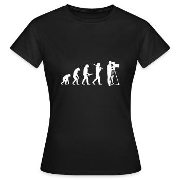 Evolution Kameramann Lustig Videodreh Geschenkidee - Frauen T-Shirt - Schwarz - Vorne - AI Model Female 172 dark (172cm)