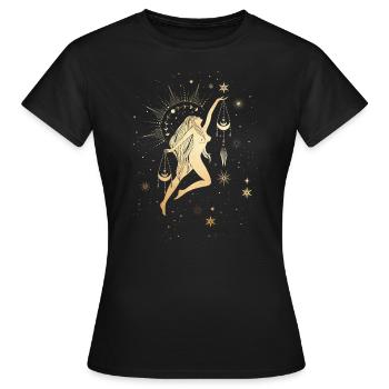 Sternzeichen Waage - Frauen T-Shirt - Schwarz - Vorne - AI Model Female 172 dark (172cm)