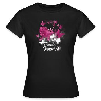 Pouvoir féminin,Liberté,Femmes,Papillons - T-shirt Femme - noir - Devant - AI Model Female 172 dark (172cm)