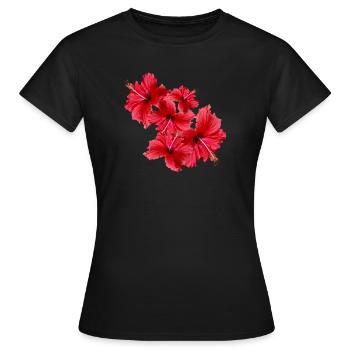 Hibiscus,Flower,Lotus,Blossom,Floral - Women's T-Shirt - black - Front - AI Model Female 172 dark (172cm)