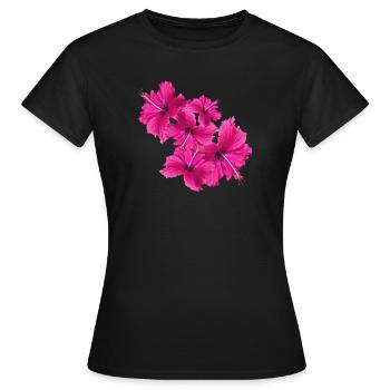 Hibiscus,Flower,Lotus,Blossom,Floral - Women's T-Shirt - black - Front - AI Model Female 172 dark (172cm)