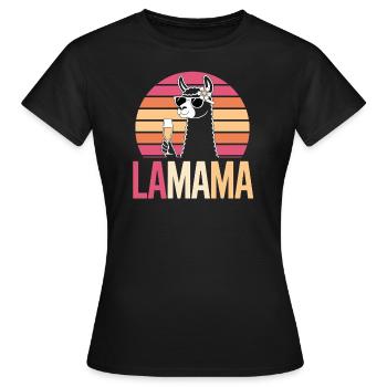 sparkling wine llama mom prosecco mother llama fun - Women's T-Shirt - black - Front - AI Model Female 172 dark (172cm)