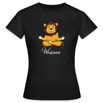 Auszeit Durchatmen Wusaaa Löwe - Frauen T-Shirt - Schwarz - Vorne - AI Model Female 172 dark (172cm)