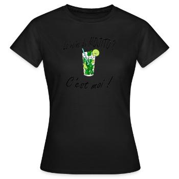 The queen of Mojito? It's me ! - Women's T-Shirt - black - Front - AI Model Female 172 dark (172cm)