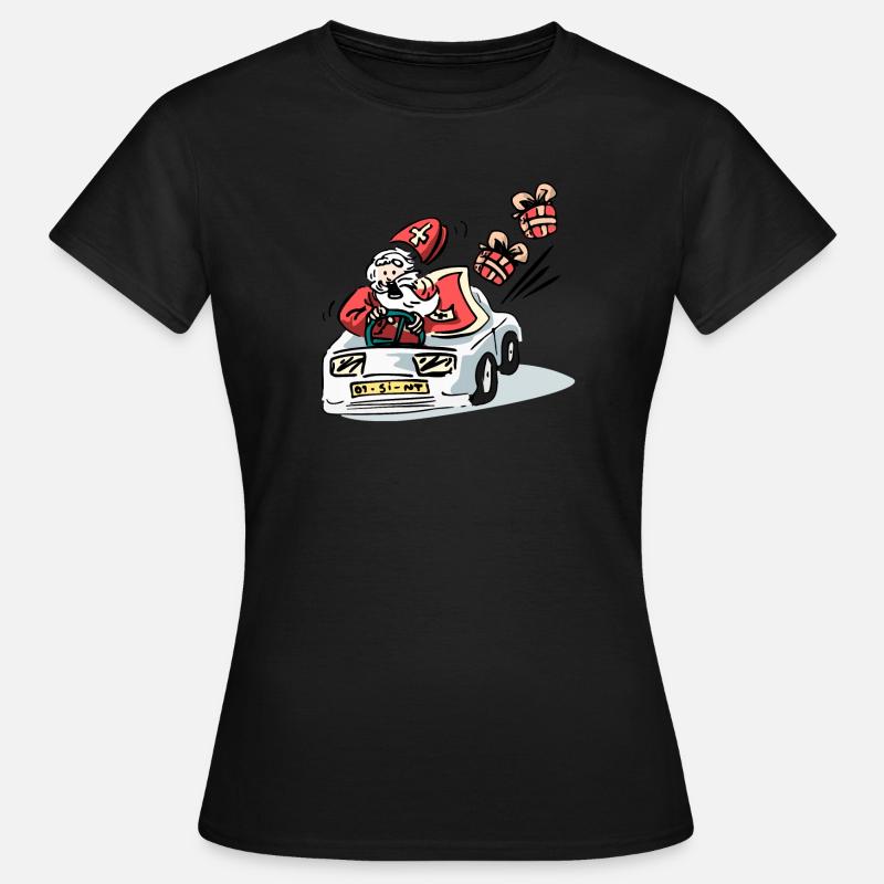 Sinterklaas in een snelle auto - Women's T-Shirt - black
