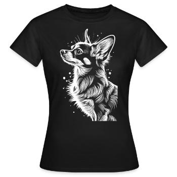 Göttliche Anmut: Das Chihuahua in Weiß - Frauen T-Shirt - Schwarz - Vorne - AI Model Female 172 dark (172cm)