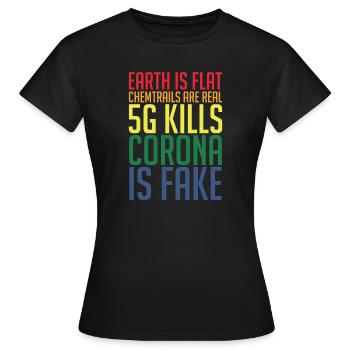 Conspiracy theory conspiracy theory Flat Earth - Women's T-Shirt - black - Front - AI Model Female 172 dark (172cm)