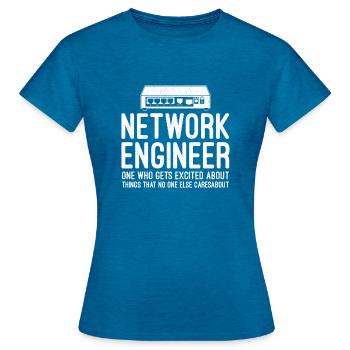 Techniciens de réseau Informatique Réseau Technk IT - T-shirt Femme - bleu saphir antique chiné - Devant - AI Model Female 172 dark (172cm)