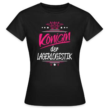 Fachkraft für Lagerlogistik/Königin/Logistik/Lager - Frauen T-Shirt - Schwarz - Vorne - AI Model Female 172 dark (172cm)