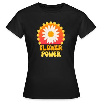 Flower Power Pâquerette Géante 60 s 70 s - T-shirt Femme - noir - Devant - AI Model Female 172 dark (172cm)