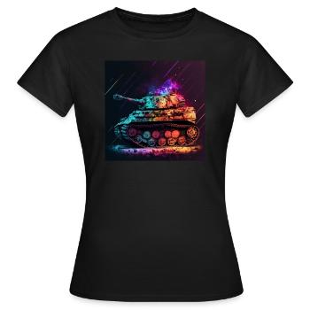 Main battle tank in cool neon colors - Women's T-Shirt - black - Front - AI Model Female 172 dark (172cm)