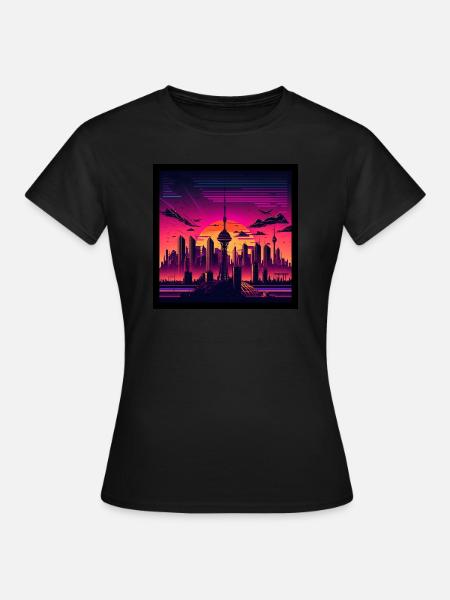 Skyline von Berlin im Abendlicht - Frauen T-Shirt - Schwarz