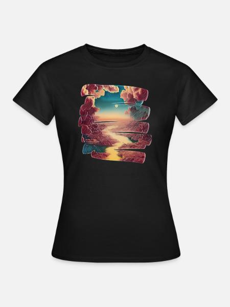 Fluss Wolken Traumwelt - Frauen T-Shirt - Schwarz