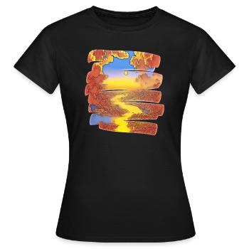 Fluss Wolken bunt - Frauen T-Shirt - Schwarz - Vorne - AI Model Female 172 dark (172cm)