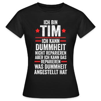 Tim - Frauen T-Shirt - Schwarz - Vorne - AI Model Female 172 dark (172cm)
