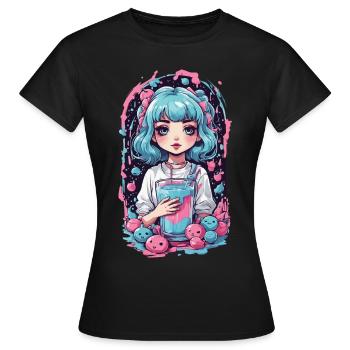 Anime Girl Kawaii gothique Milkshake Pastel Design - T-shirt Femme - noir - Devant - AI Model Female 172 dark (172cm)