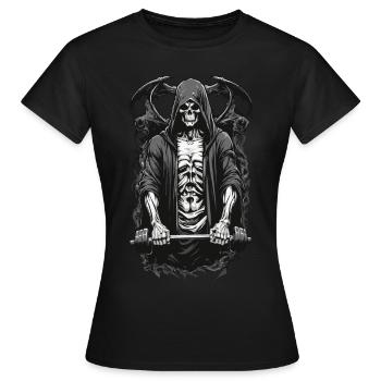 Grim Reaper Bodybuilder Fitness Motiv - Frauen T-Shirt - Schwarz - Vorne - AI Model Female 172 dark (172cm)