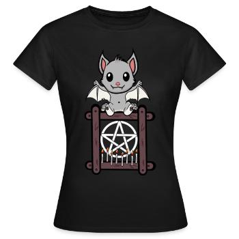Halloween Fledermaus Geisterstunde Horror - Frauen T-Shirt - Schwarz - Vorne - AI Model Female 172 dark (172cm)