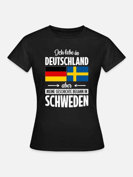 MEINE GESCHICHTE BEGANN IN SCHWEDEN - Frauen T-Shirt - Schwarz