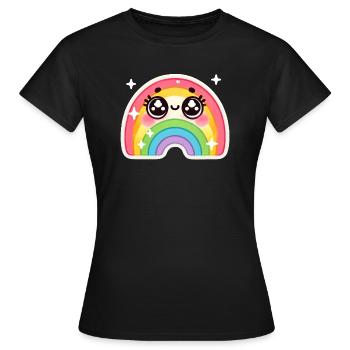 Mignon arc-en-ciel kawaii - T-shirt Femme - noir - Devant - AI Model Female 172 dark (172cm)