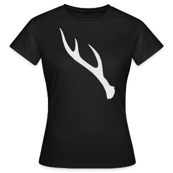 Stange (Sechsender) Geweih Rehbock LINKS - Frauen T-Shirt - Schwarz - Vorne - AI Model Female 172 dark (172cm)