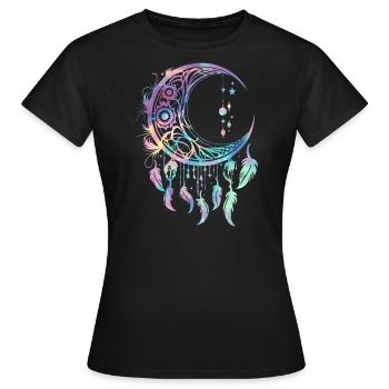 Dream Catcher, Moon, Wicca, Gothic, Tarot, Tribal - Women's T-Shirt - black - Front - AI Model Female 172 dark (172cm)