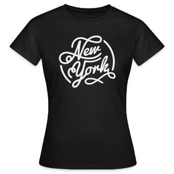 New York, Vintage style lettrage blanc - T-shirt Femme - noir - Devant - AI Model Female 172 dark (172cm)