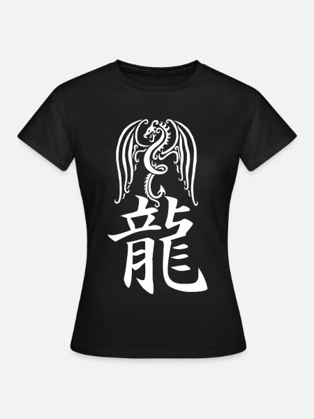 Japanischer weißer Drache - Frauen T-Shirt - Schwarz