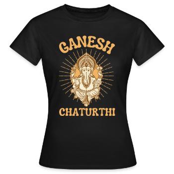 Ganesh Chaturthi Hidouisme - T-shirt Femme - noir - Devant - AI Model Female 172 dark (172cm)