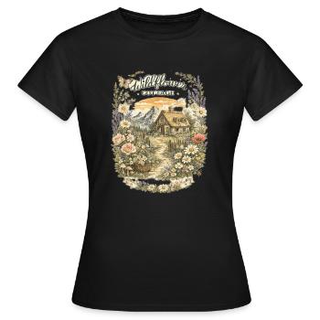 Cottage champêtre et fleurs sauvages - T-shirt Femme - noir - Devant - AI Model Female 172 dark (172cm)