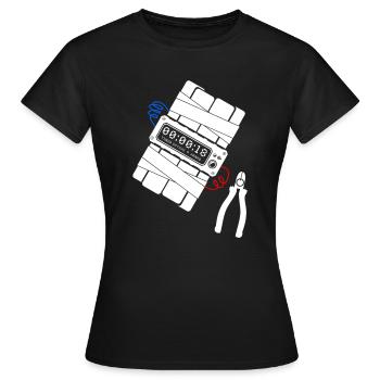 Bombe - Zange - Draht - blau & rot - Frauen T-Shirt - Schwarz - Vorne - AI Model Female 172 dark (172cm)