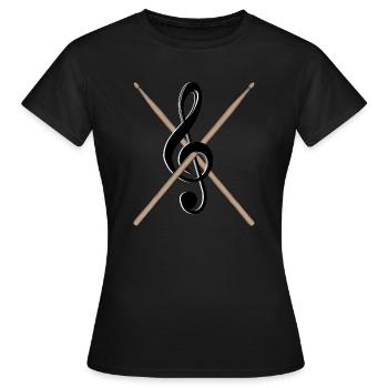 Drumsticks Notenschlüssel - Frauen T-Shirt - Schwarz - Vorne - AI Model Female 172 dark (172cm)