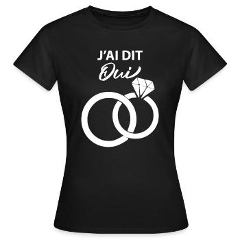 J'ai dit oui Mari Mariée Mariage - T-shirt Femme - noir - Devant - AI Model Female 172 dark (172cm)