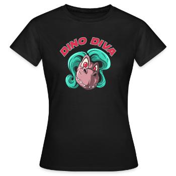 Dino Diva Dinosaurier - Frauen T-Shirt - Schwarz - Vorne - AI Model Female 172 dark (172cm)