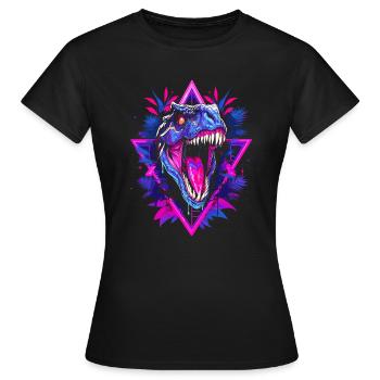 Synthwave Raptor - Frauen T-Shirt - Schwarz - Vorne - AI Model Female 172 dark (172cm)