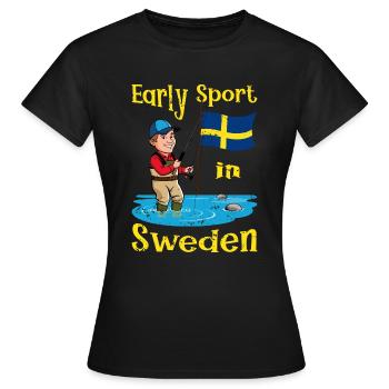 Exercice tôt le matin en Suède - T-shirt Femme - noir - Devant - AI Model Female 172 dark (172cm)