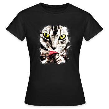 GXP Cat lèche parfaitement les lèche-chats - T-shirt Femme - noir - Devant - AI Model Female 172 dark (172cm)