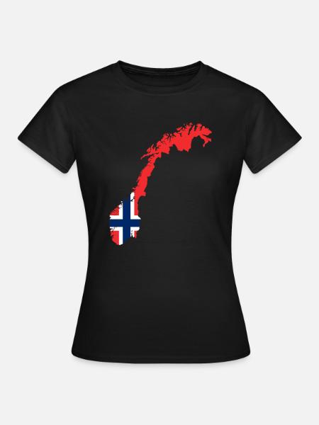 norsk flagg - T-skjorte for kvinner - svart