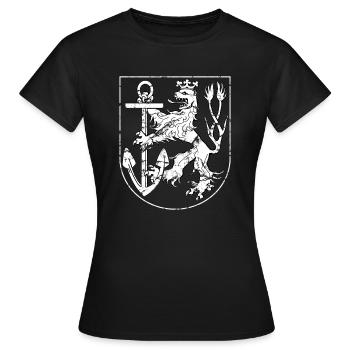 grungewappen_weiss - Frauen T-Shirt - Schwarz - Vorne - AI Model Female 172 dark (172cm)