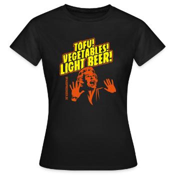 Tofu, Vegetables, Light Beer Grill T Shirt Design - Frauen T-Shirt - Schwarz - Vorne - AI Model Female 172 dark (172cm)
