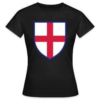 Drapeau de l’Angleterre, Bouclier de la Croix de Saint-Georges - T-shirt Femme - noir - Devant - AI Model Female 172 dark (172cm)