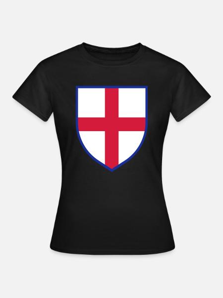 England Flag, St George's Cross Shield - Women's T-Shirt - black