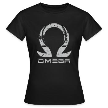 Omega - Frauen T-Shirt - Schwarz - Vorne - AI Model Female 172 dark (172cm)