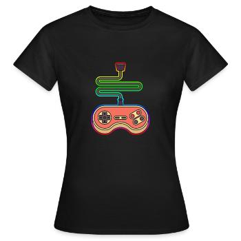 VINTAGE JOYSTICK - Frauen T-Shirt - Schwarz - Vorne - AI Model Female 172 dark (172cm)