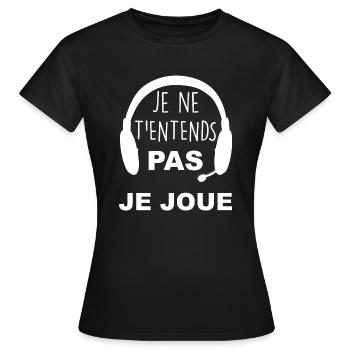 Jeux vidéo. Cadeau joueur - T-shirt Femme - noir - Devant - AI Model Female 172 dark (172cm)