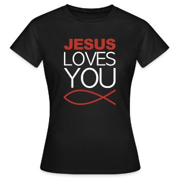 Jesus loves you Jesus fish - Women's T-Shirt - black - Front - AI Model Female 172 dark (172cm)