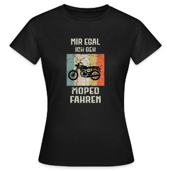 Moped Mopedfahrer Motorrad Zweirad - Frauen T-Shirt - Schwarz - Vorne - AI Model Female 172 dark (172cm)