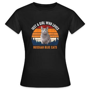 CHAT - RUSSE BLEU CHAT RUSSIAN BLUE CATS - T-shirt Femme - noir - Devant - AI Model Female 172 dark (172cm)