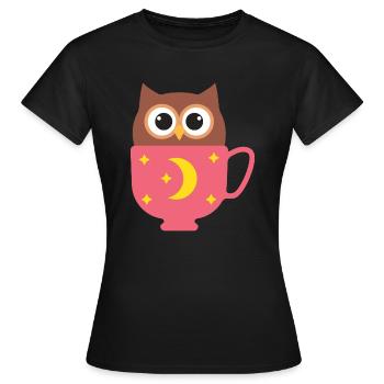 Owl in the cup - Women's T-Shirt - black - Front - AI Model Female 172 dark (172cm)