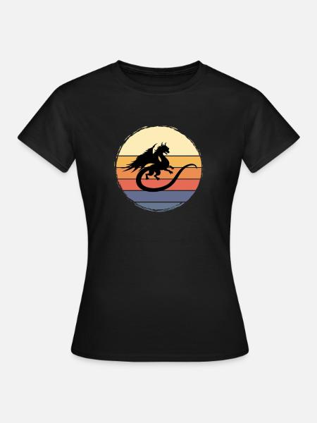 Drache Fabelwesen Echse - Frauen T-Shirt - Schwarz